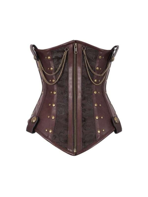 Punk Steel Boned Brocade Longline Underbust Corset