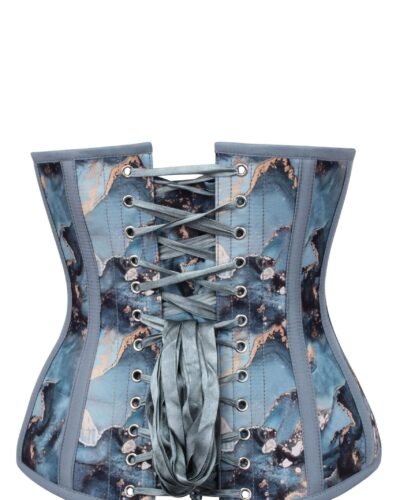 Half corset blue and gold marble longline underbust womencorset.com