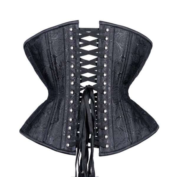 Underbust Plus Size Black Floral Brocade Corset womencorset.com