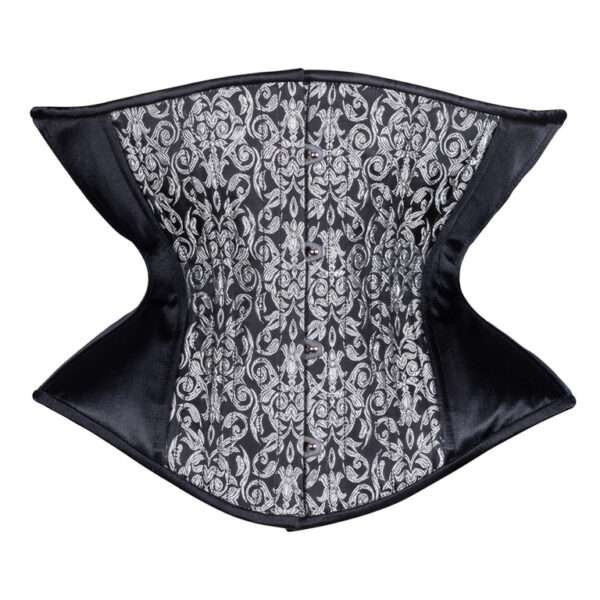 Underbust Plus Size Silver Scroll on Black Corset womencorset.com