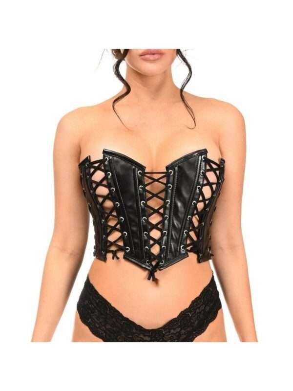 Faux Leather Bustier w/Black Lacing Lace-Up Top For Women womencorset.com