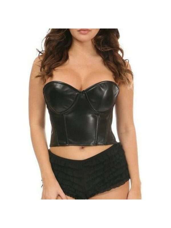 Faux Leather Underwire Bustier for women womencorset.com