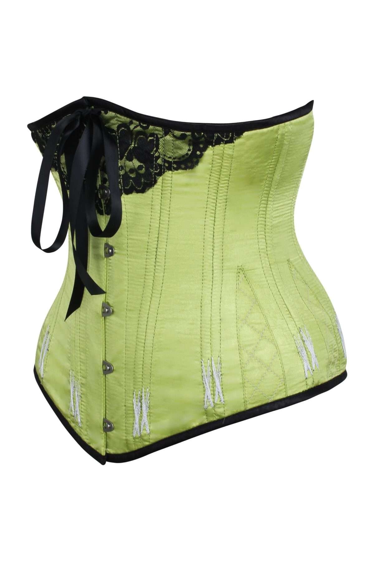 Half corset underbust lime green longline womencorset.com