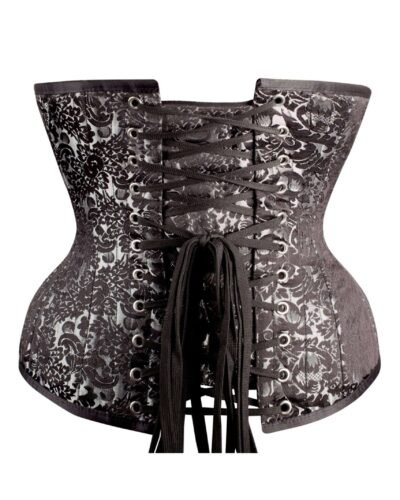 Half corset longline silver brocade waist trainer womencorset.com