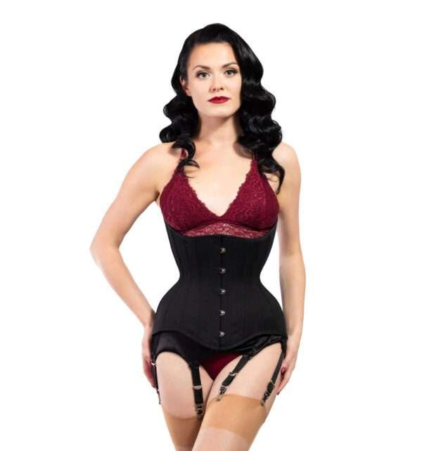 Satin Curvy Corset in Black womencorset.com