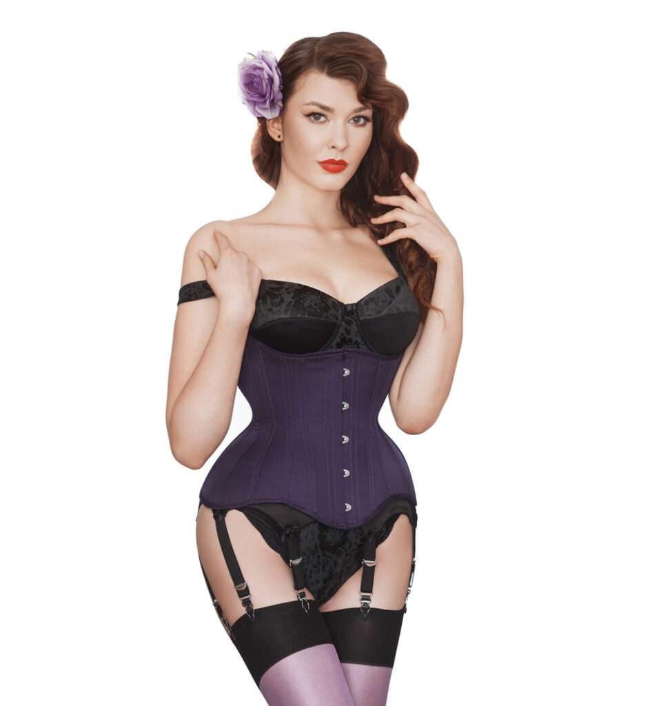 Satin Curvy Corset in Purple womencorset.com