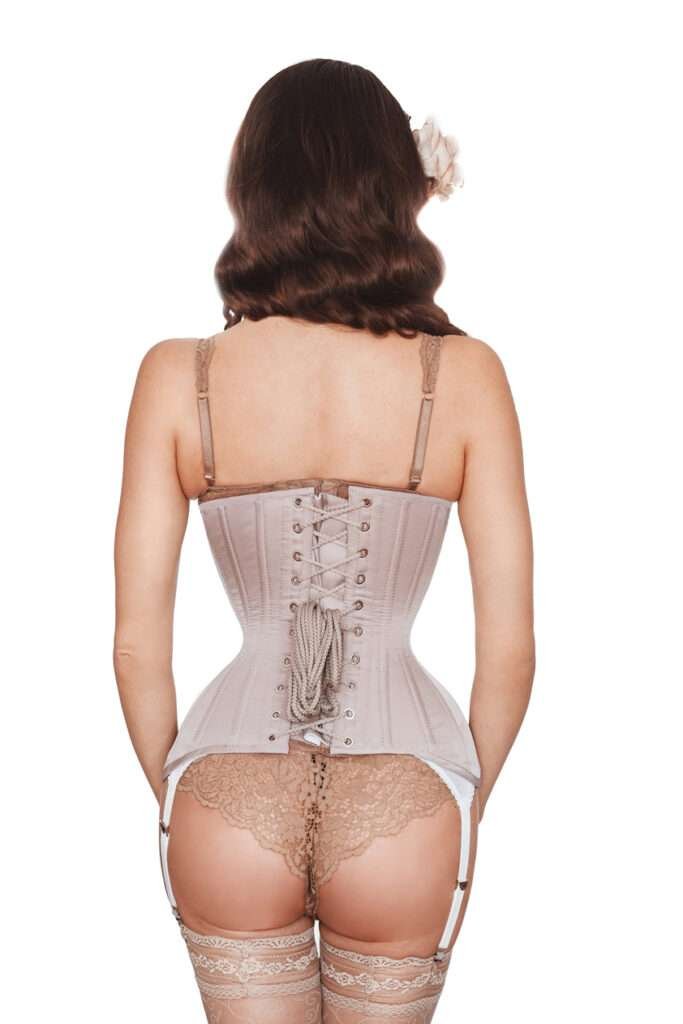 Satin Curvy Corset in Beige womencorset.com