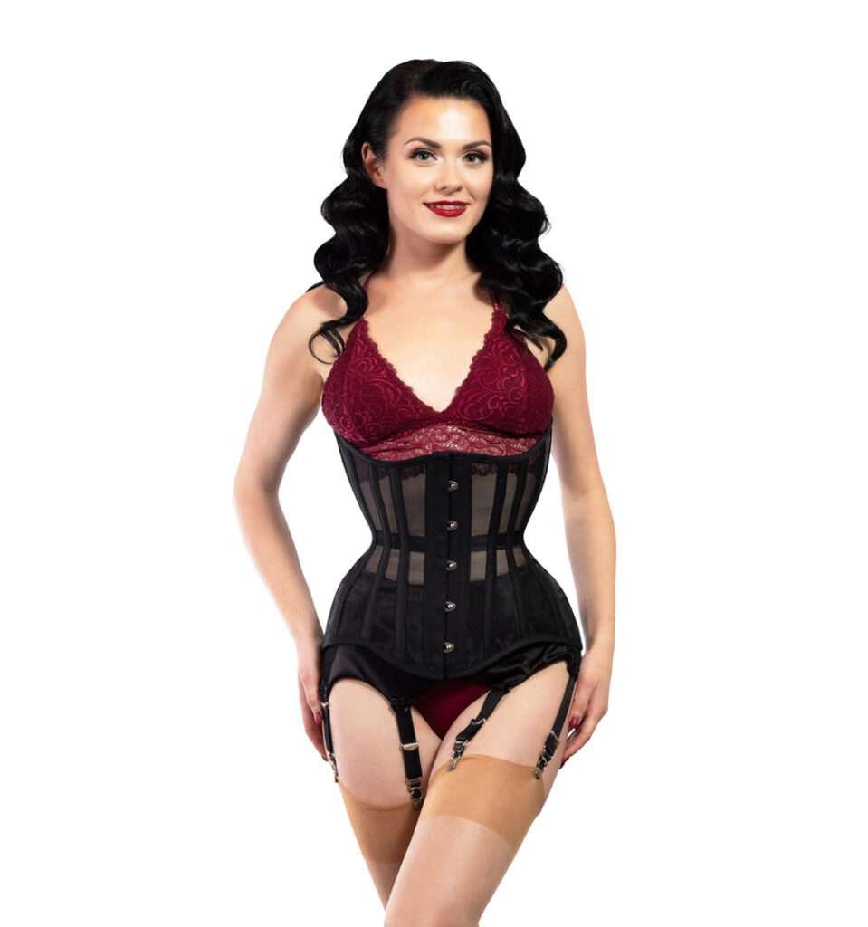 Curvy Underbust Mesh Corset in black womencorset.com