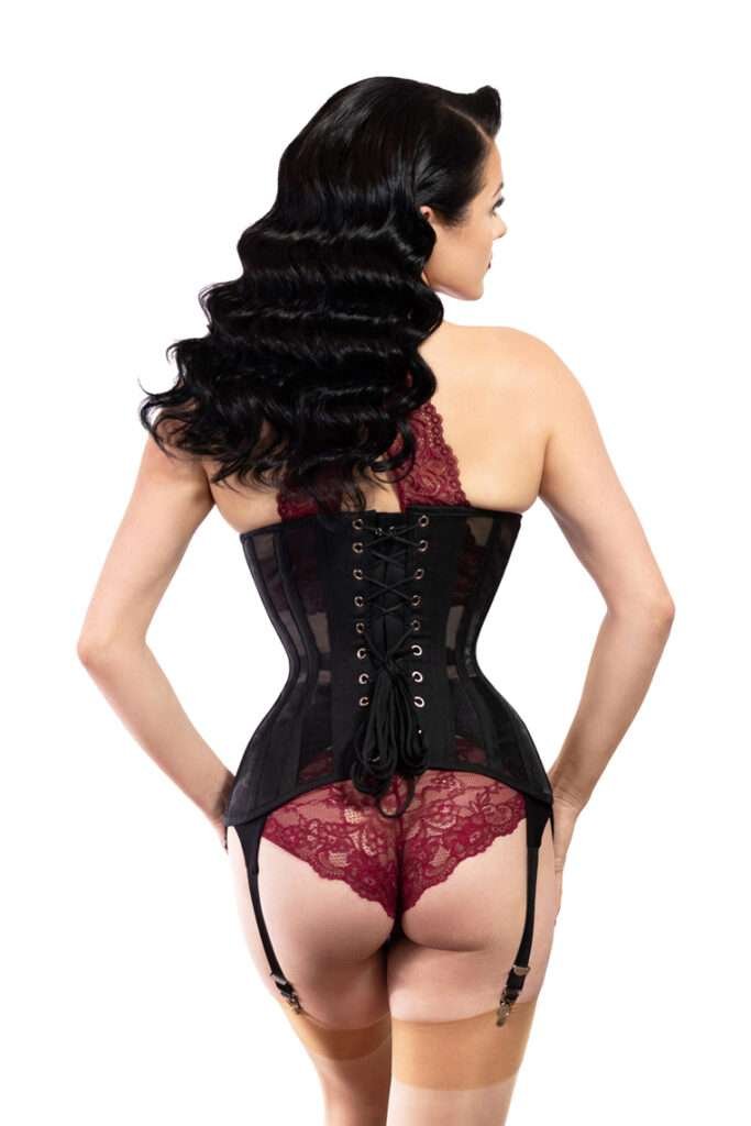 Curvy Underbust Mesh Corset in black womencorset.com