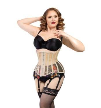 Curvy Underbust Mesh Corset in beige womencorset.com