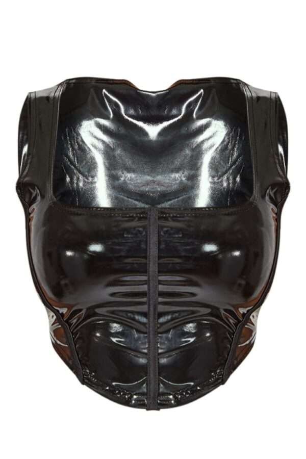 Black Square Neck PVC Steel Boned Corset womencorset.com