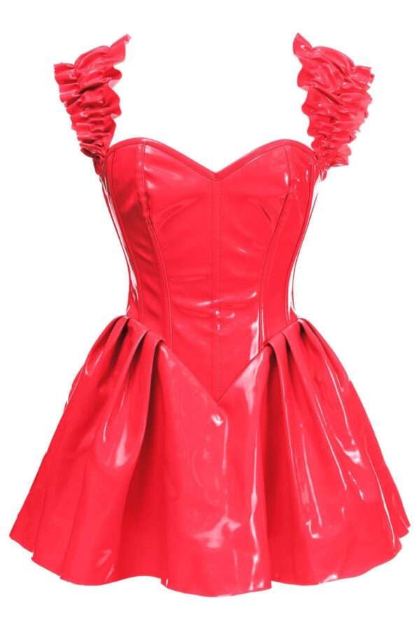 Red PVC corset dress womencorset.com