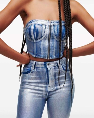 Strapless Denim Corset Tank top womencorset.com