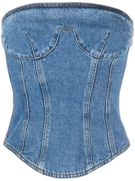 Strapless denim corset top woemncorset.com