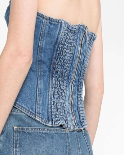 Strapless denim corset top woemncorset.com