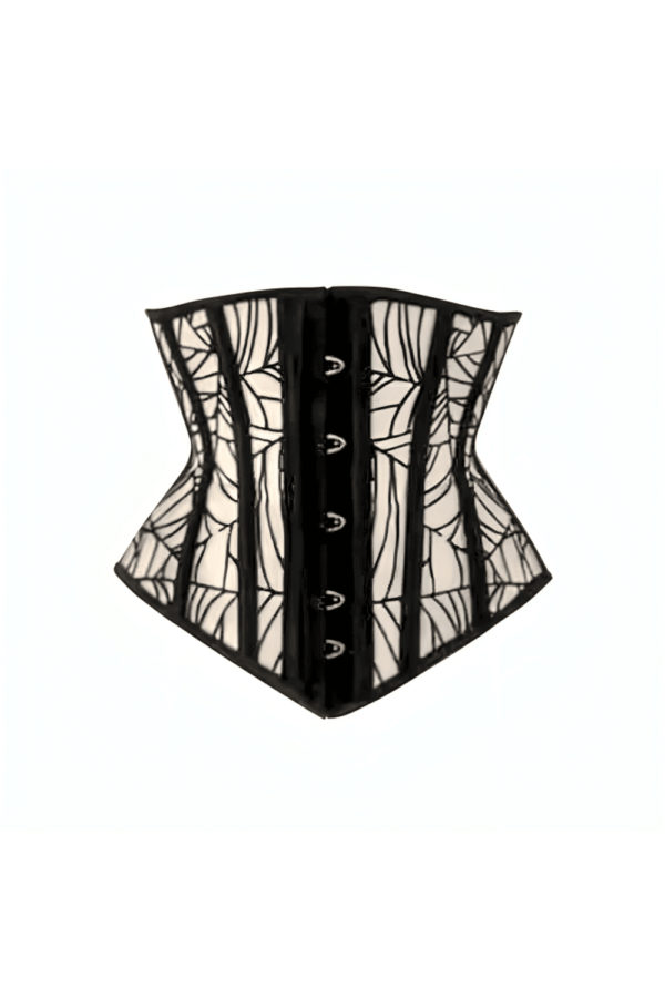 Mesh fabric Spiderweb Black Underbust Waspie corset womencorset.com