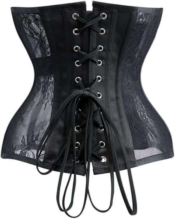 Floral laced bobbinet Black underbust Waist trainer Mesh corset womencorset.com