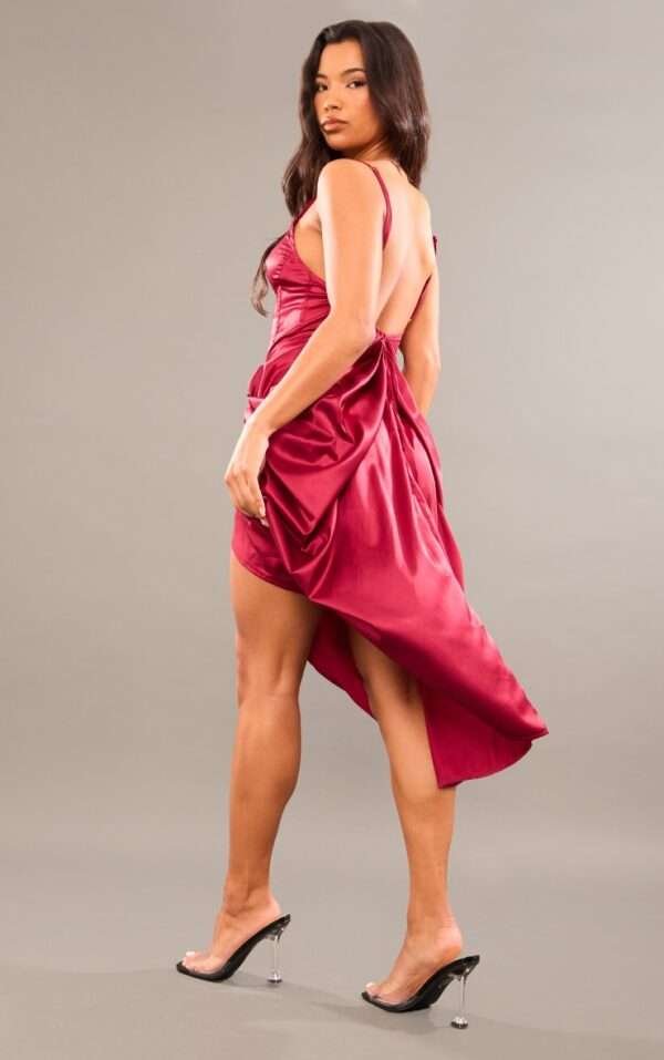 Satin Bustier red maxi dress womencorset.com