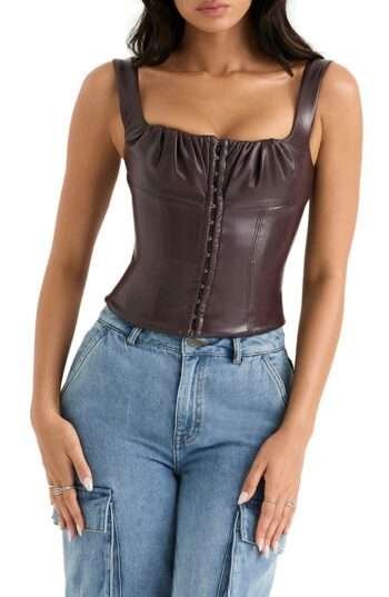 Coco faux leather corset top womencorset.com
