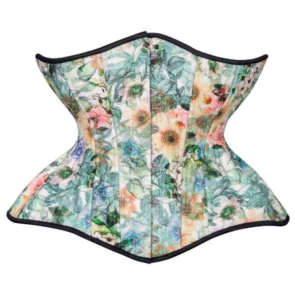 Underbust Plus Size White Sunflower Corset, Curvy Hourglass womencorset.com