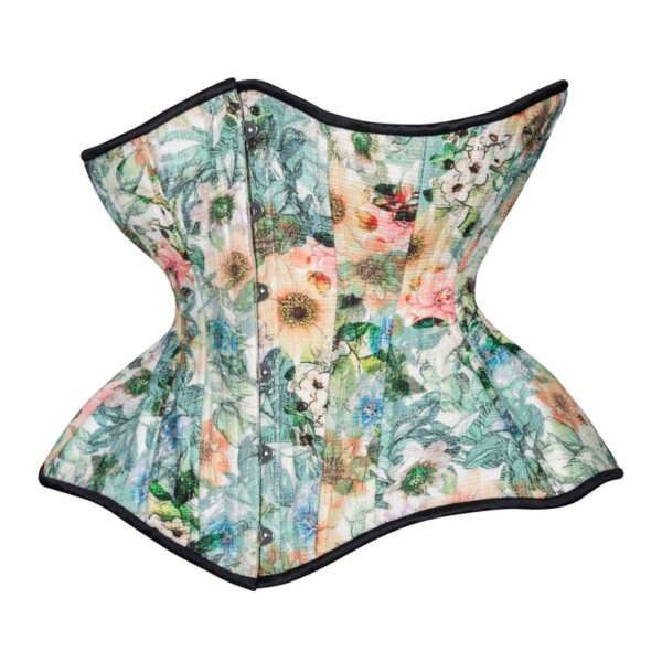 Underbust Plus Size White Sunflower Corset, Curvy Hourglass womencorset.com