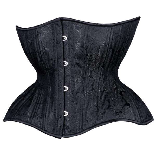 Underbust Plus Size Black Brocade Cupped Corset, Curvy Gemini womencorset.com