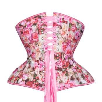 Underbust Plus Size Pink Roses Curvy Corset womencorset.com