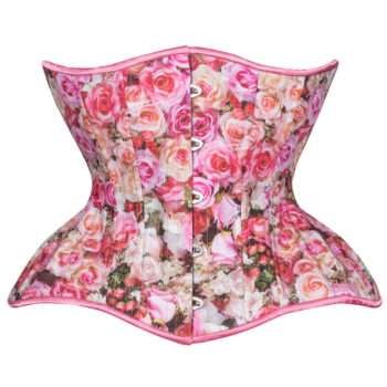 Underbust Plus Size Pink Roses Curvy Corset womencorset.com