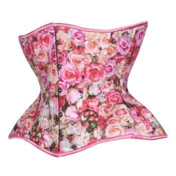 Underbust Plus Size Pink Roses Curvy Corset womencorset.com