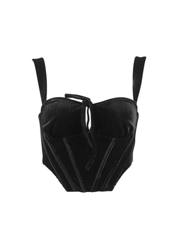 Black velvet bustier Cropped top for womenwomencorset.com