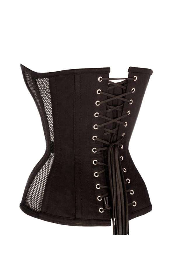 Black Waist Trainer Overbust Mesh Corset womencorset.com