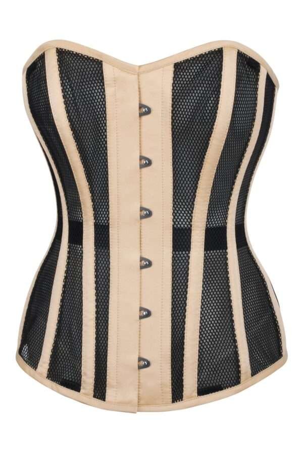 Beige Waist Trainer Overbust Mesh Corset womencorset.com