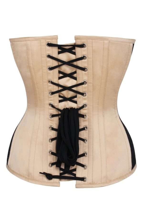 Beige Waist Trainer Overbust Mesh Corset womencorset.com