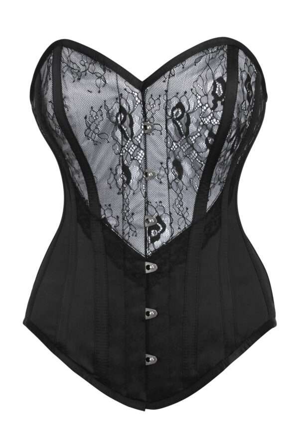 Black Neckline Mesh overbust corset womencorset.com