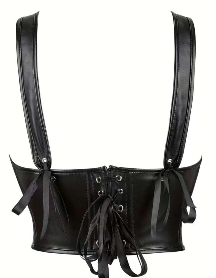 Faux PU leather Lace Up corset top womencorset.com