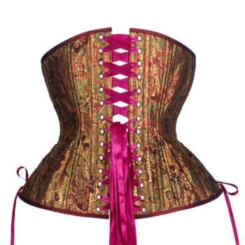 Underbust Plus Size Copper Gold Floral Corset, Curvy Hourglass womencorset.com