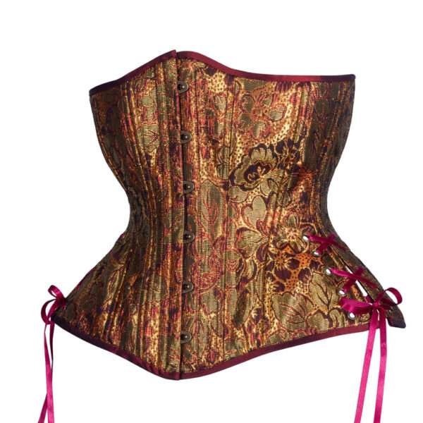 Underbust Plus Size Copper Gold Floral Corset, Curvy Hourglass womencorset.com