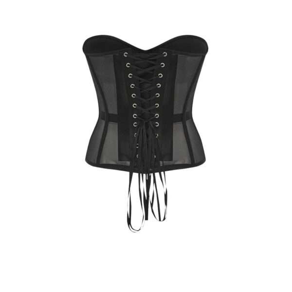 Black Satin Cups mesh fabric corset top womencorset.com