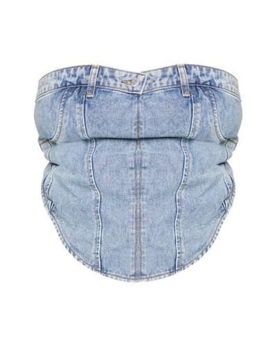 Strapless Plus size denim corset top womencorset.com
