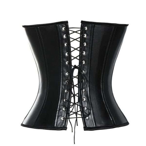 Black Faux leather Overbust Gothic waist training vest corset top womencorset.com