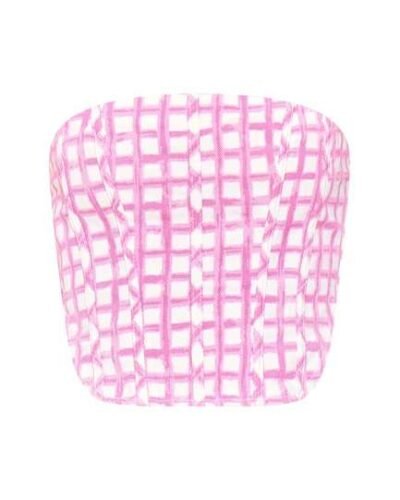 Pink Gingham Strapless Denim corset bustier top womencorset.com