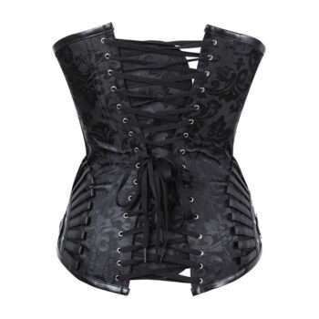 Black Overbust Brocade Punk corset womencorset.com