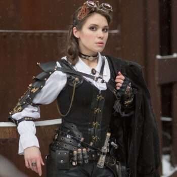Black Overbust punk Corset Lace Up Halloween Costume womencorset.com