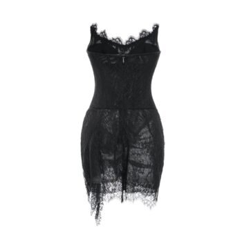 Fancy mesh black short corset dress womencorset.com