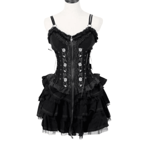 Overbust Halloween Black Witch Corset Dress