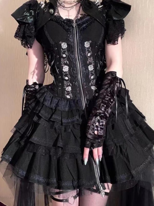 Overbust Halloween Black Witch Corset Dress