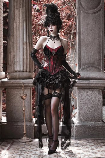 Half bust mesh fabric corset witch