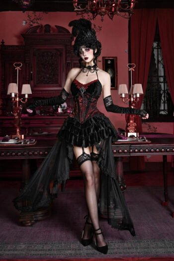 Half bust mesh fabric corset witch