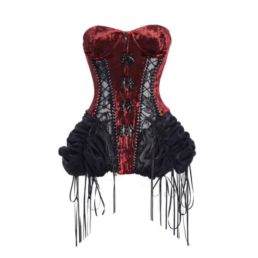 Steel boned overbust corset red halloween costume womencorset.com