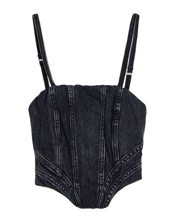 Sleeveless boned bustier denim top for women womencorset.com